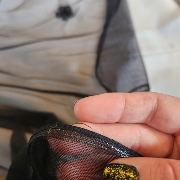 Kay Unger Black Mesh Dress with Velvet Flowers - Picture 7 of 7